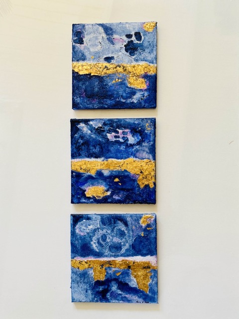 Landschaft mit Gold -Acryl-MIxtechnik