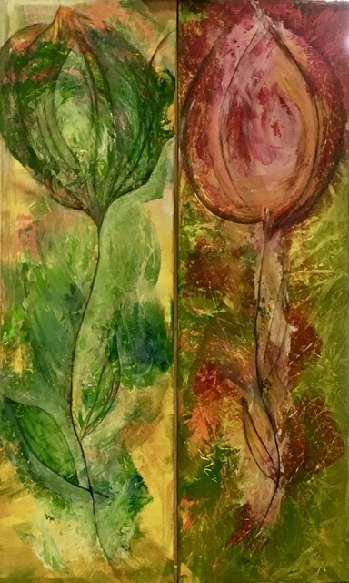Floral I und II Acryl-Pigment-Mixtechnik
