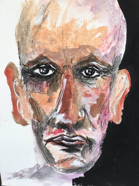 Schwarz-Weiß -Aquarell-Mixtechnik